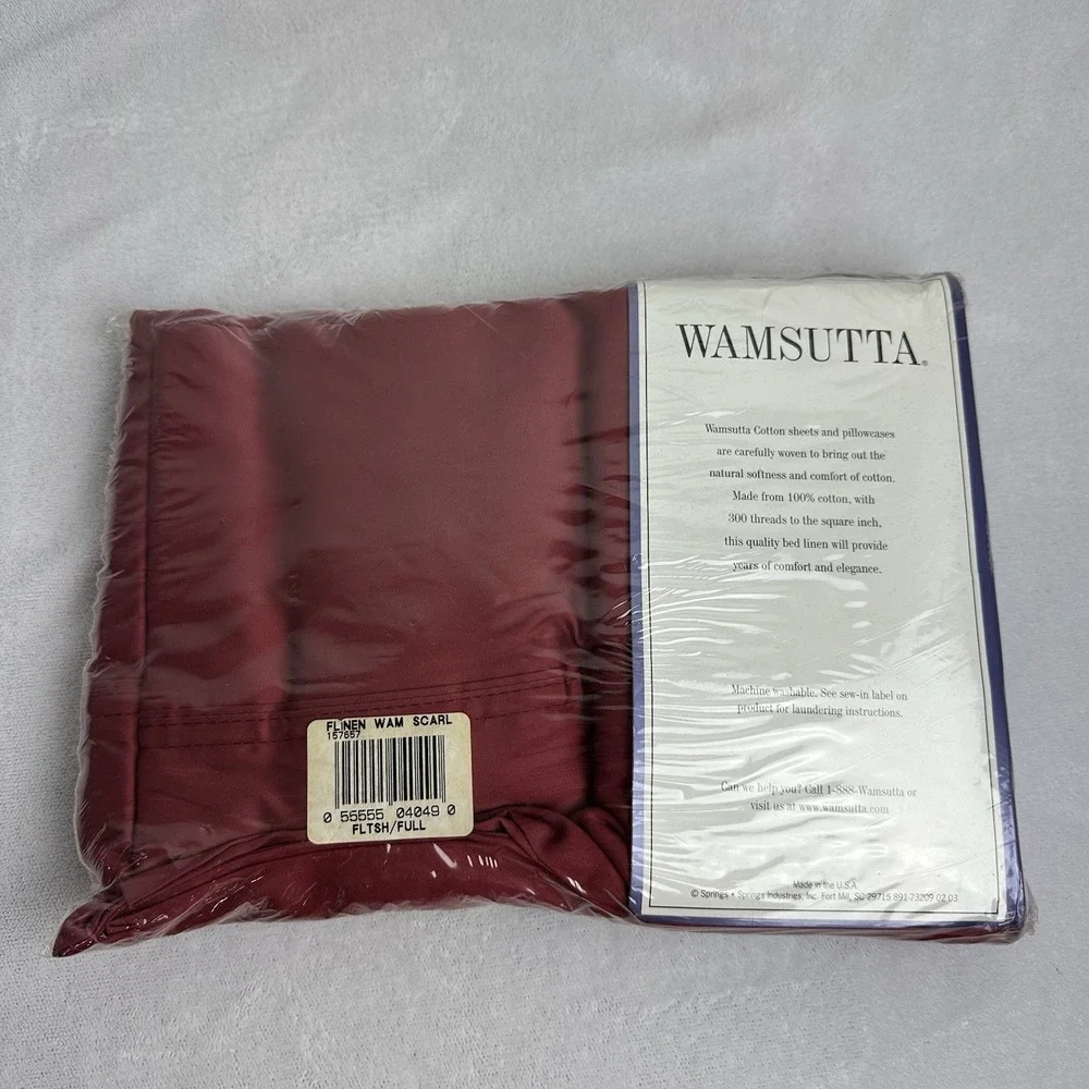 NEW Vintage Wamsutta Cotton Full Flat Sheet Selected Irregular Red NIP NWT USA